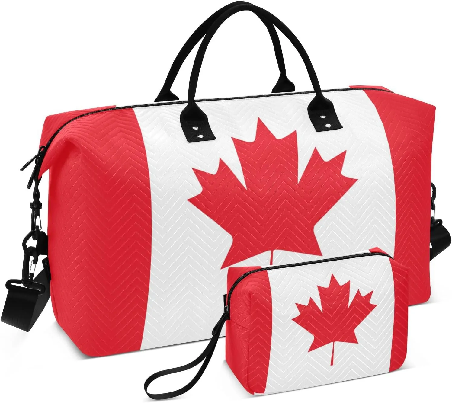 Sinestour Canada Flag Travel Duffel Bag for Men Women with Makeup Bag Weekend Overnight Carry On Bags for Airline Travel Gym