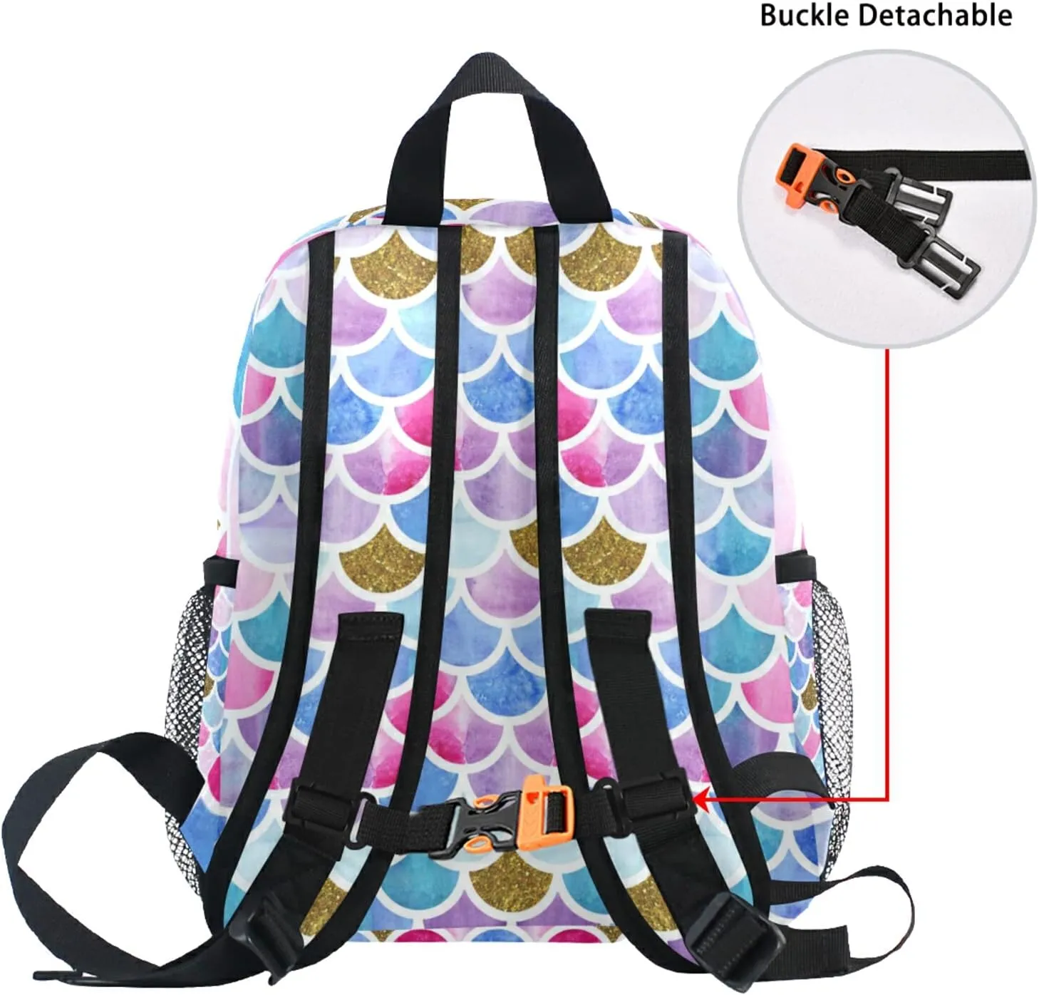 Sinestour Custom Glitter Mermaid Kid's Backpack Personalized with Name/Text, Preschool Backpack for Boys & Girls, 10x4x12 Inches, Multicolor, 15L
