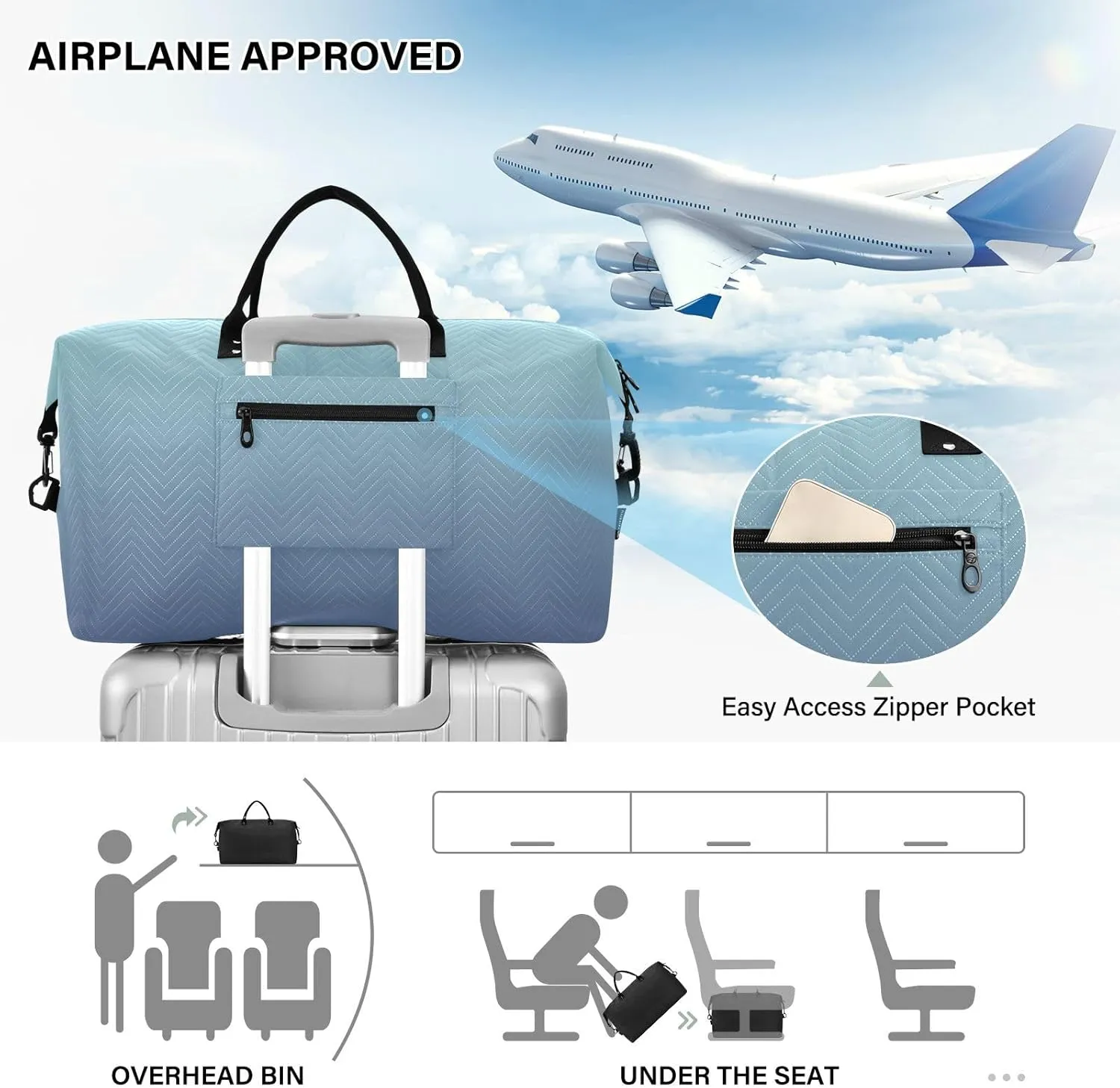 Sinestour Gradient Custom Travel Duffel Bag for Men Women with Makeup Bag Personalized Carry On Bags