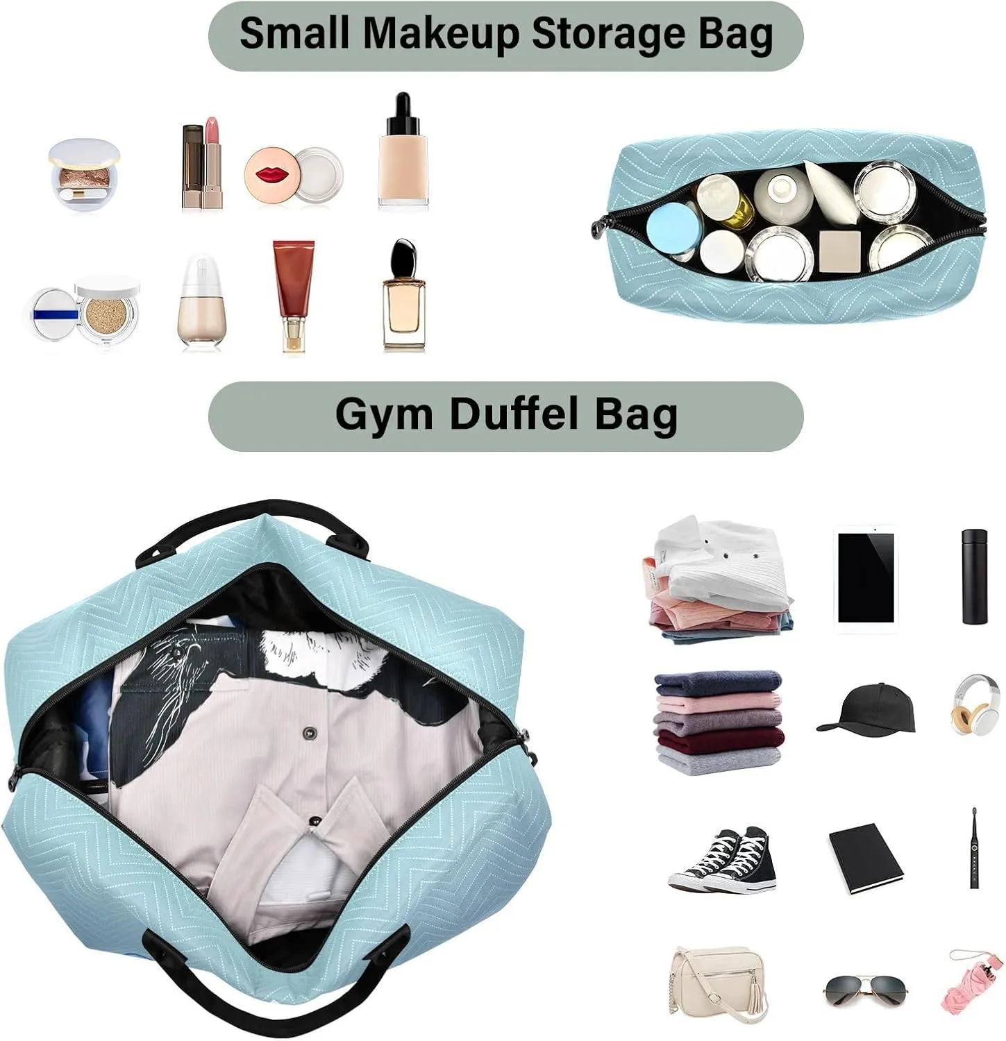 Sinestour Gradient Custom Travel Duffel Bag for Men Women with Makeup Bag Personalized Carry On Bags