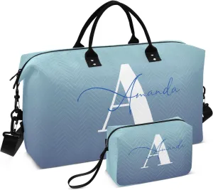 Sinestour Gradient Custom Travel Duffel Bag for Men Women with Makeup Bag Personalized Carry On Bags