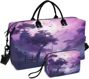 Sinestour Mountain Dreamy Moon Travel Duffel Bag for Men Women with Makeup Bag Weekend Overnight Carry On Bags for Travel Gym Yoga