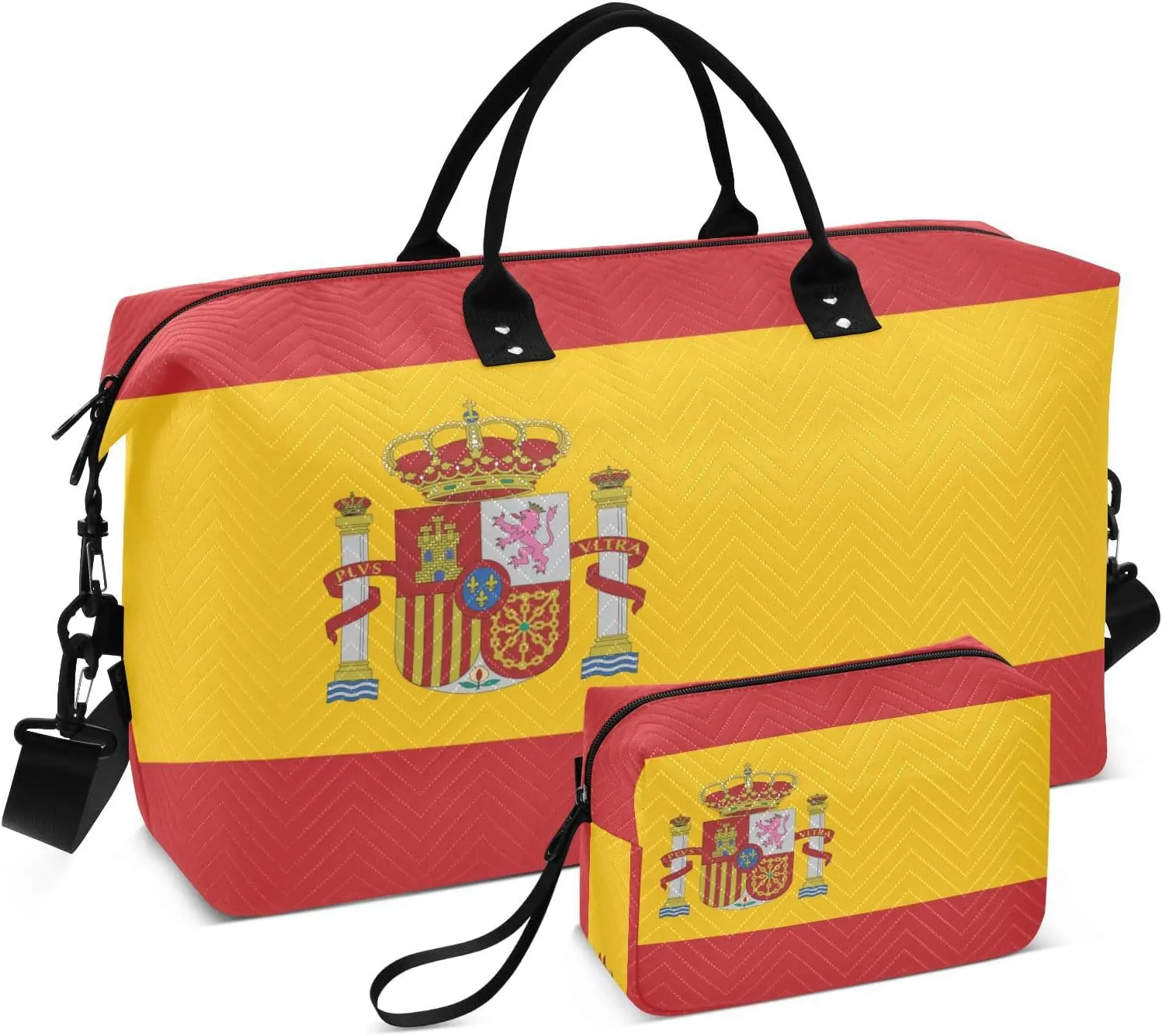 Sinestour Spain Flag Travel Duffel Bag for Men Women with Makeup Bag Weekend Overnight Carry On Bags for Getaway Weekend Travel