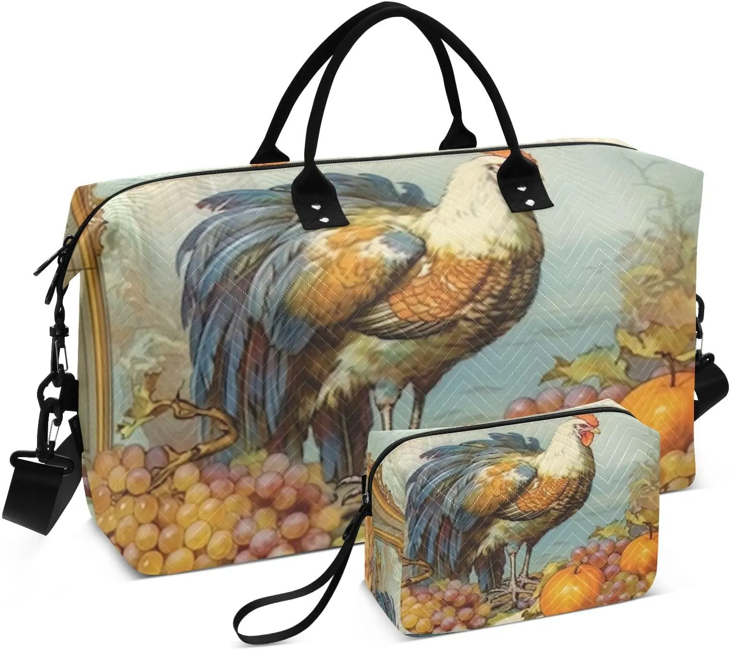 Sinestour Turkey Fruit Travel Duffel Bag for Men Women with Makeup Bag Weekend Overnight Carry On Bags for Workout Gym Traveling