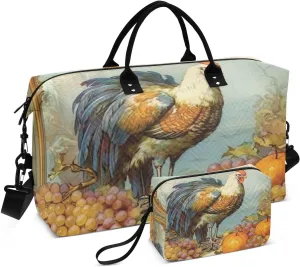 Sinestour Turkey Fruit Travel Duffel Bag for Men Women with Makeup Bag Weekend Overnight Carry On Bags for Workout Gym Traveling