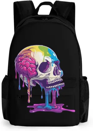 Skeleton Skull A Brain Invade Backpack Lightweight Laptop Backpack Travel Daypack with Pocket Work Bag for Women Men