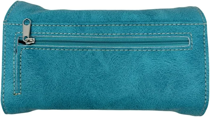 Skull Wristlet Wallet for Women - Crossbody Bag Gothic Purse - Turquoise