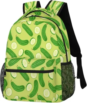 Slice Cucumber Backpack Green Fruit Vegetables Backpacks Shoulder Bag Casual Lightweight Travel Laptop Daypack Bag for Women Men