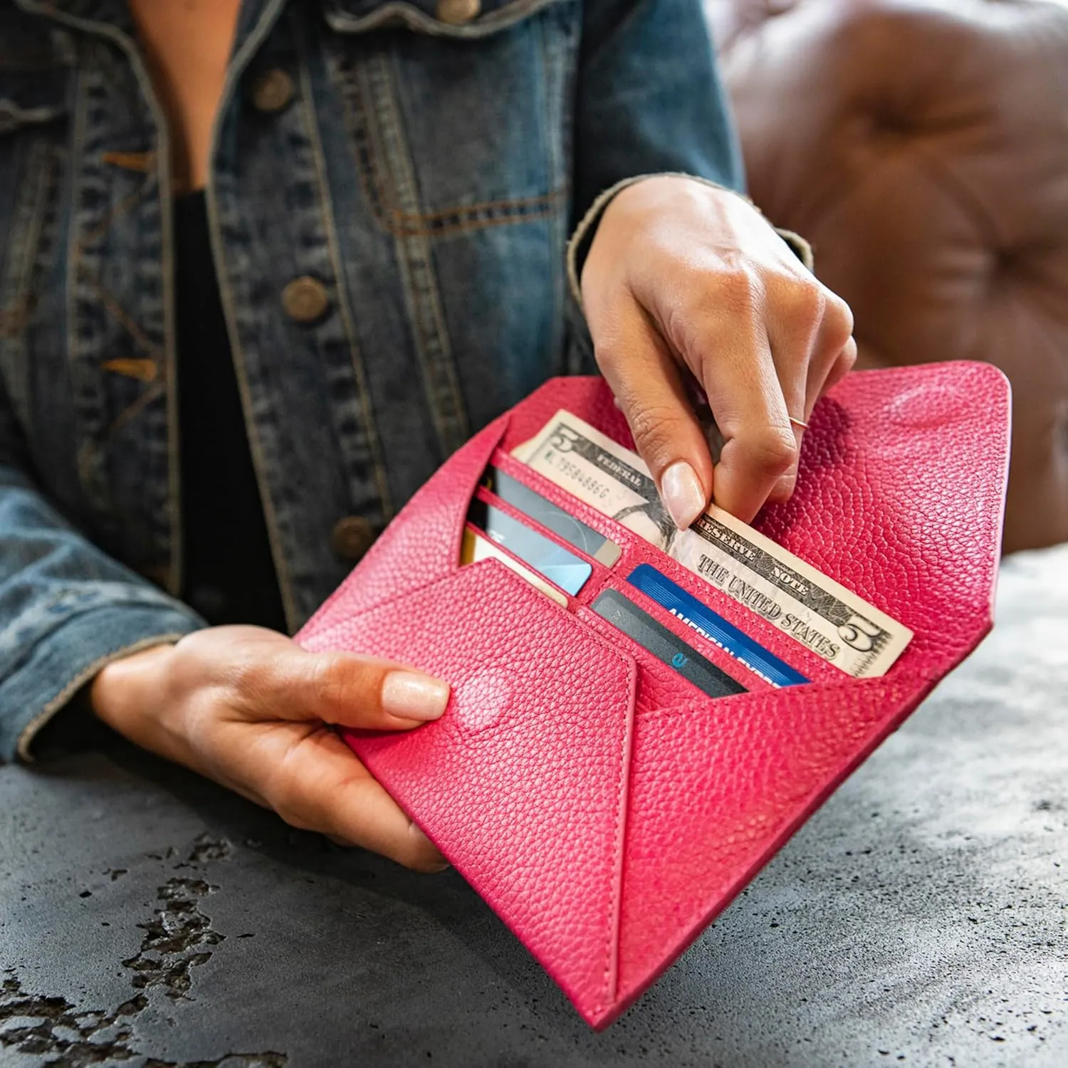 Slim Genuine Leather Wallet Clutch - Multiple Slots Money, ID, Cards, Smartphone, RFID Blocking - Unisex