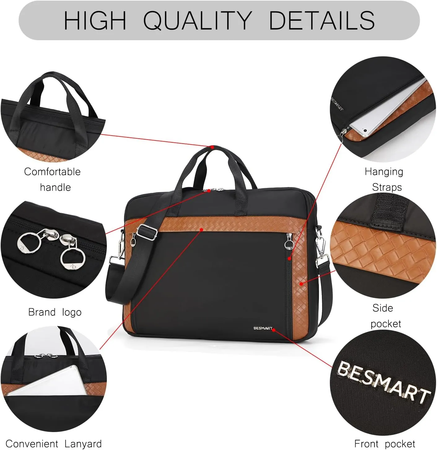 Slim Laptop Bag 15.6/17.3 Inch Laptop Briefcase for Women, Elegant Waterproof Shoulder Bags, Computer Messenger Bag