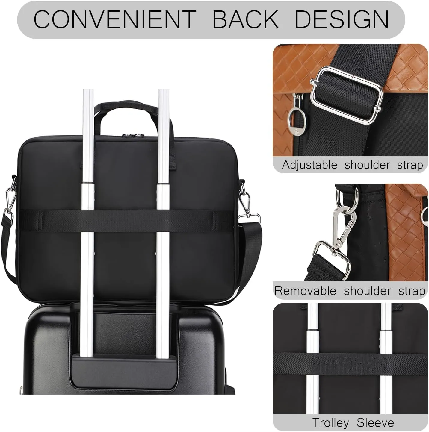 Slim Laptop Bag 15.6/17.3 Inch Laptop Briefcase for Women, Elegant Waterproof Shoulder Bags, Computer Messenger Bag