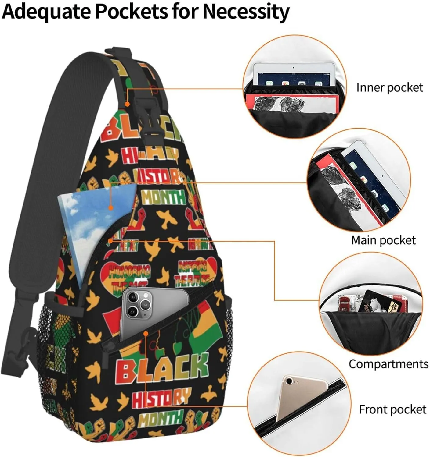 Sling Bag Adjustable Crossbody Bag Casual Chest Bags Travel Shoulder Backpack For Women Men