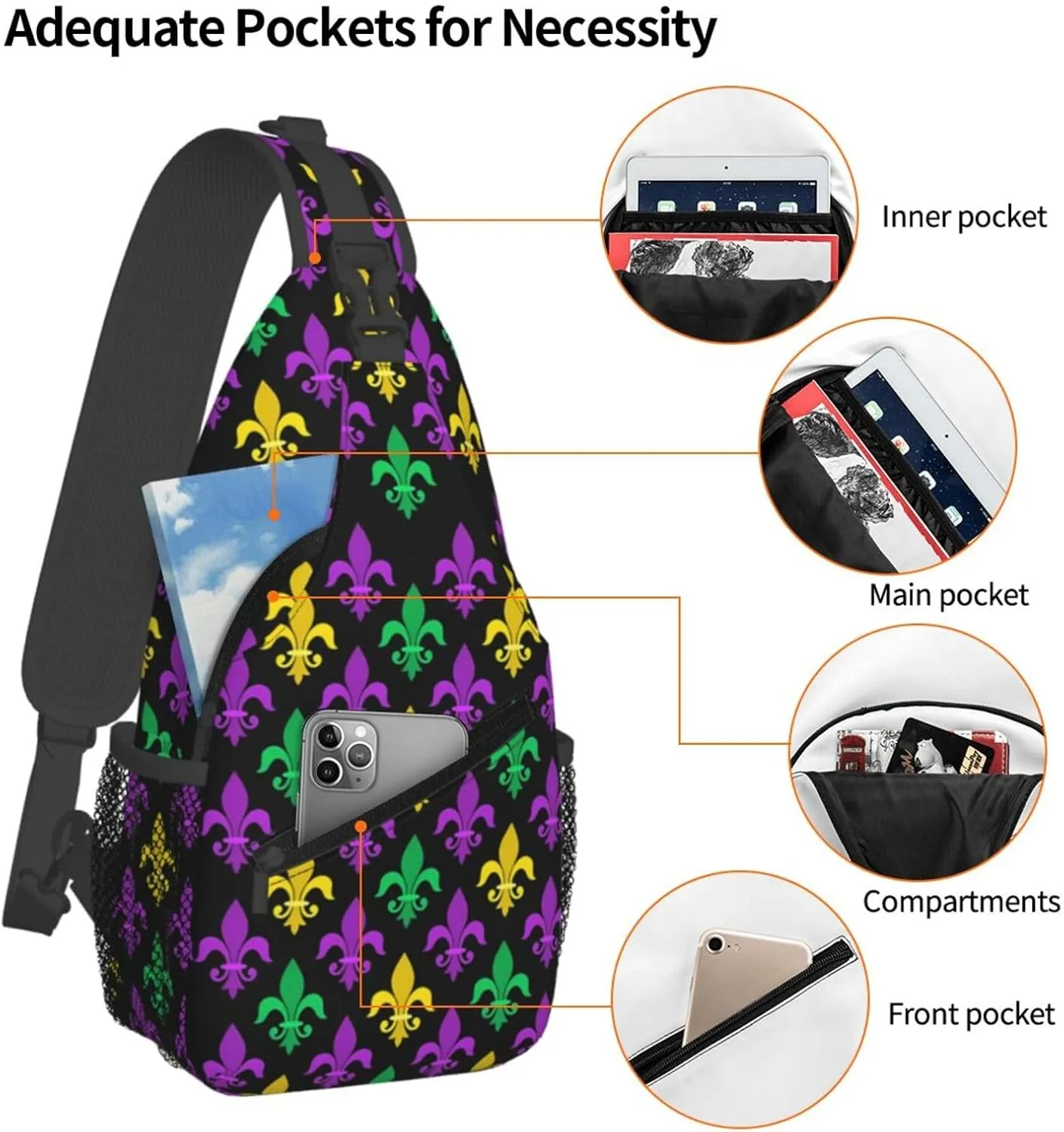Sling Bag Adjustable Crossbody Bag Casual Chest Bags Travel Shoulder Backpack For Women Men