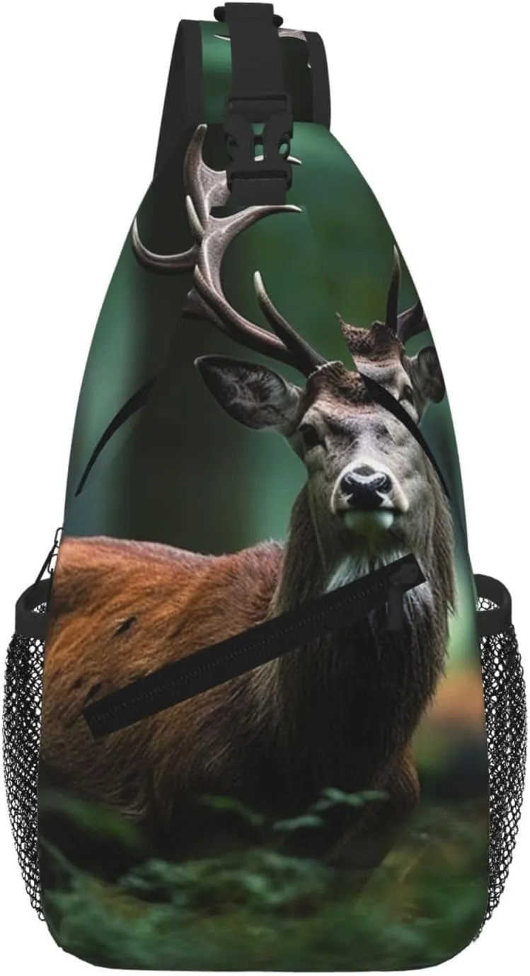Sling Bag For Women Men Travel Hiking Backpack Crossbody Shoulder Chest Bags Forest Wild Deer Casual Daypack