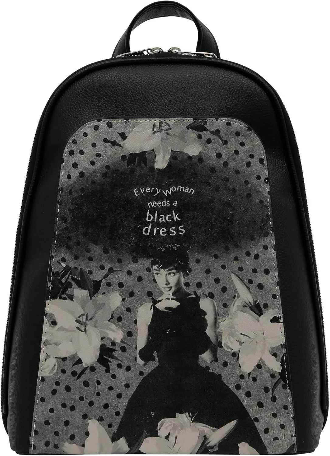 Small Backpack for Women - Vegan Leather and Unique Design Handmade Backpack Purse for Women, Black Dress Design
