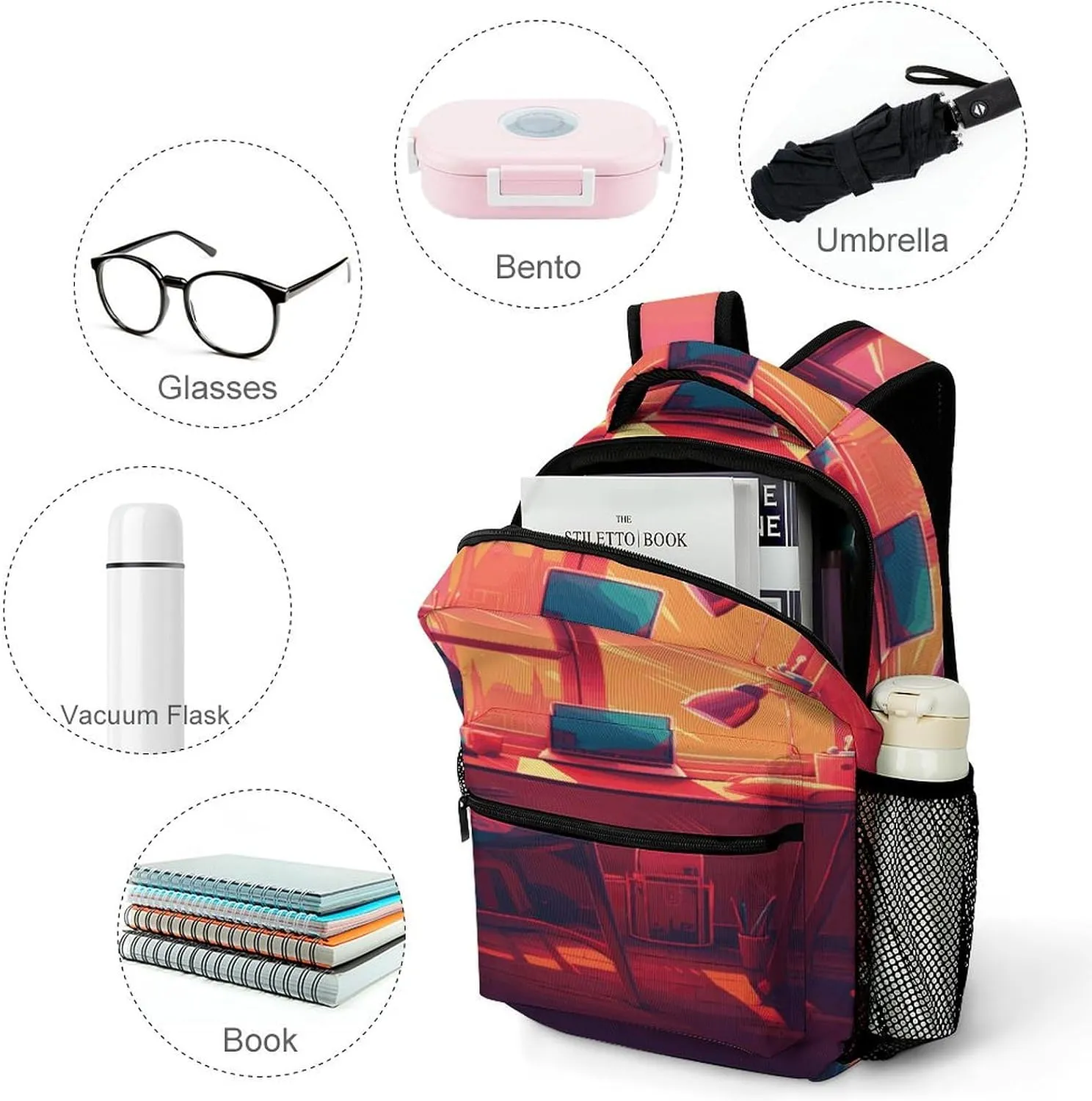 Small Backpacks Personalized Anime Style Room Printing Travel Bag Lightweight Travel Backpack For Women Men