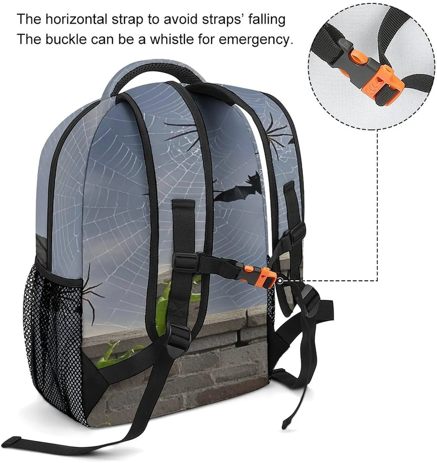 Small Backpacks Personalized Black Bat Printing Travel Bag Lightweight Travel Backpack For Women Men
