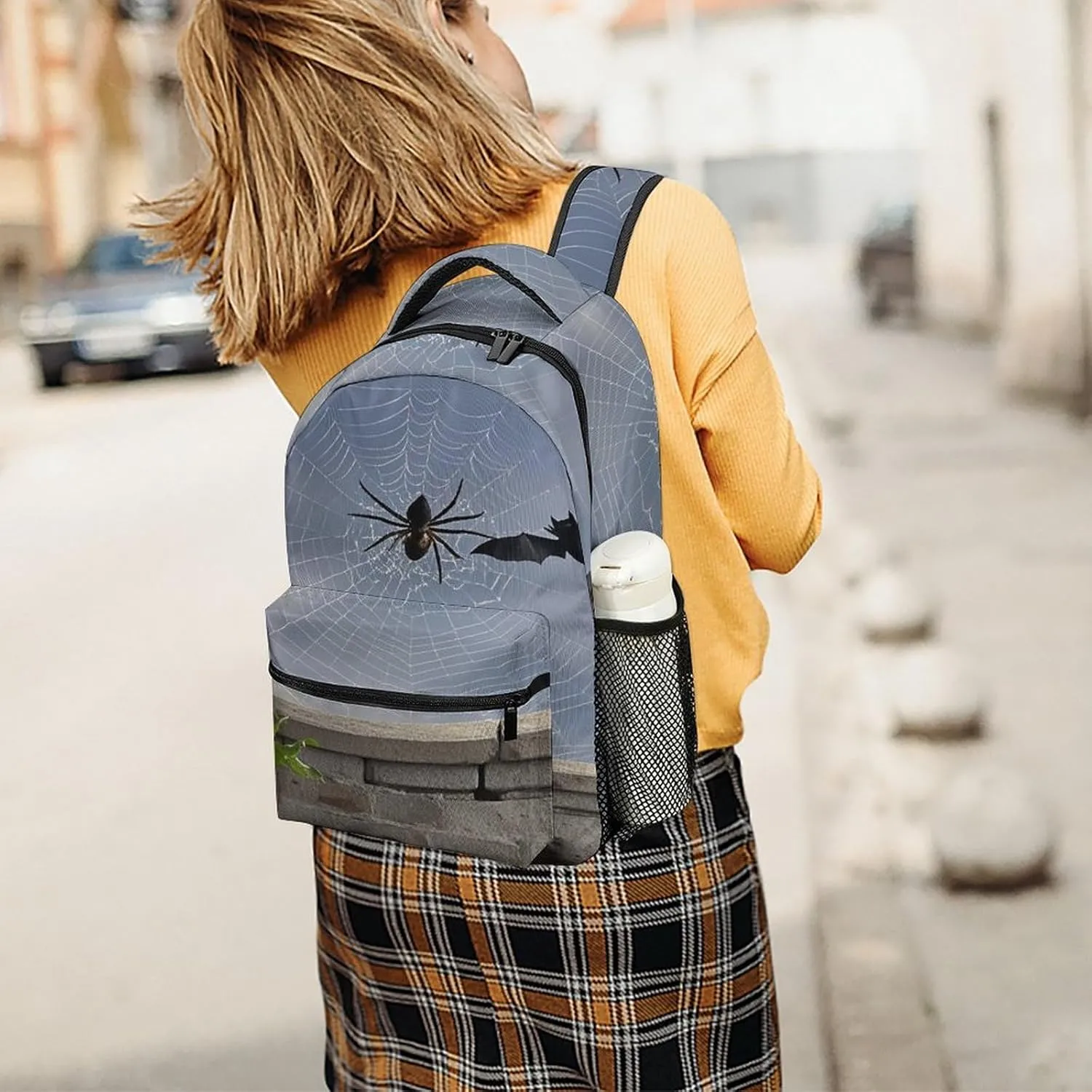 Small Backpacks Personalized Black Bat Printing Travel Bag Lightweight Travel Backpack For Women Men
