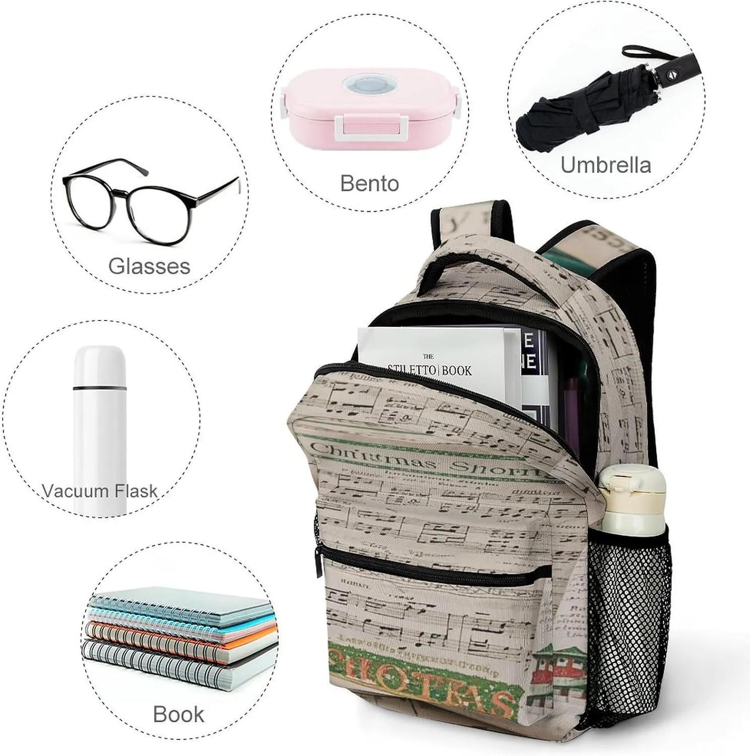 Small Backpacks Personalized Carol Printing Travel Bag Lightweight Travel Backpack For Women Men