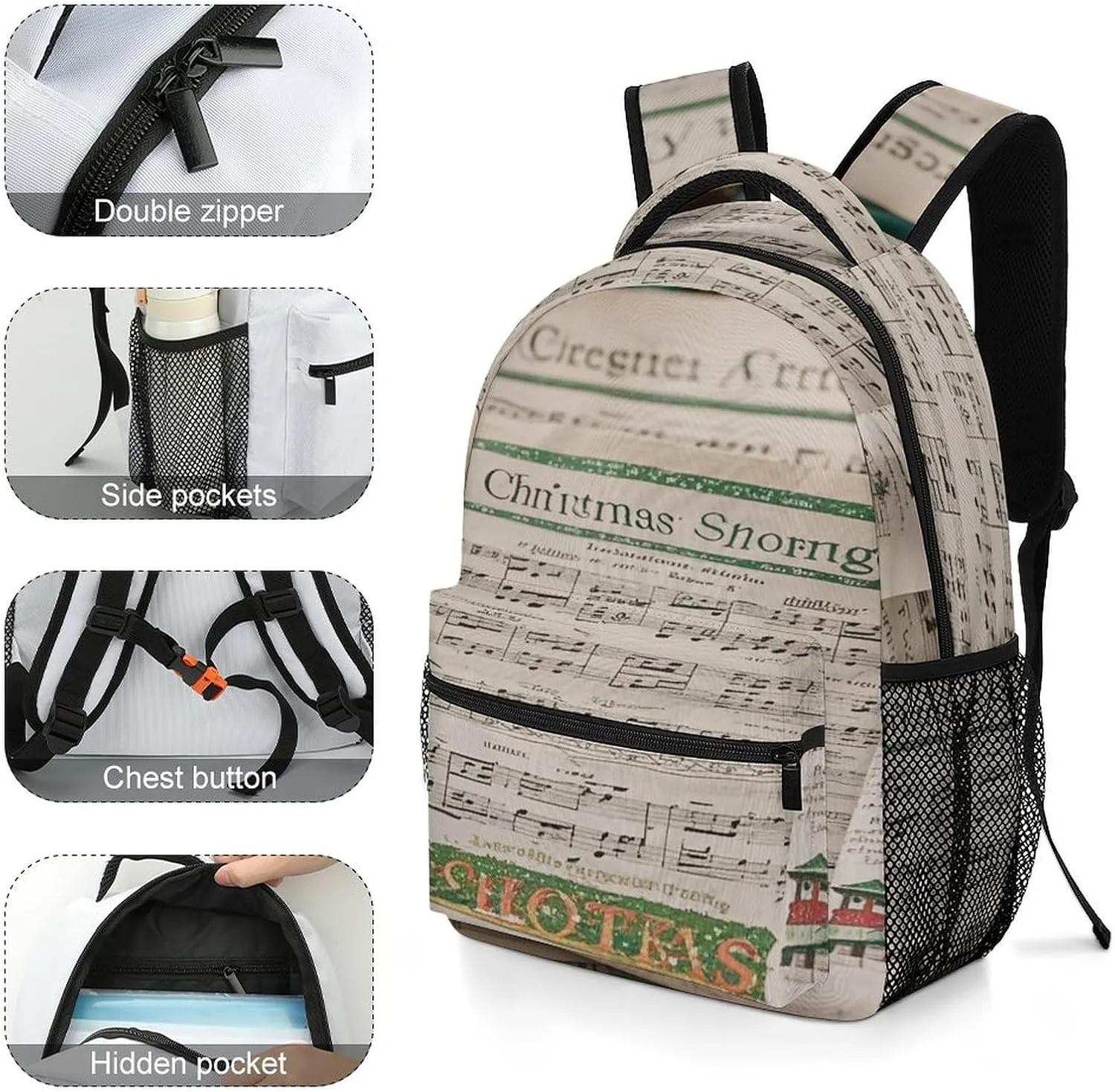 Small Backpacks Personalized Carol Printing Travel Bag Lightweight Travel Backpack For Women Men
