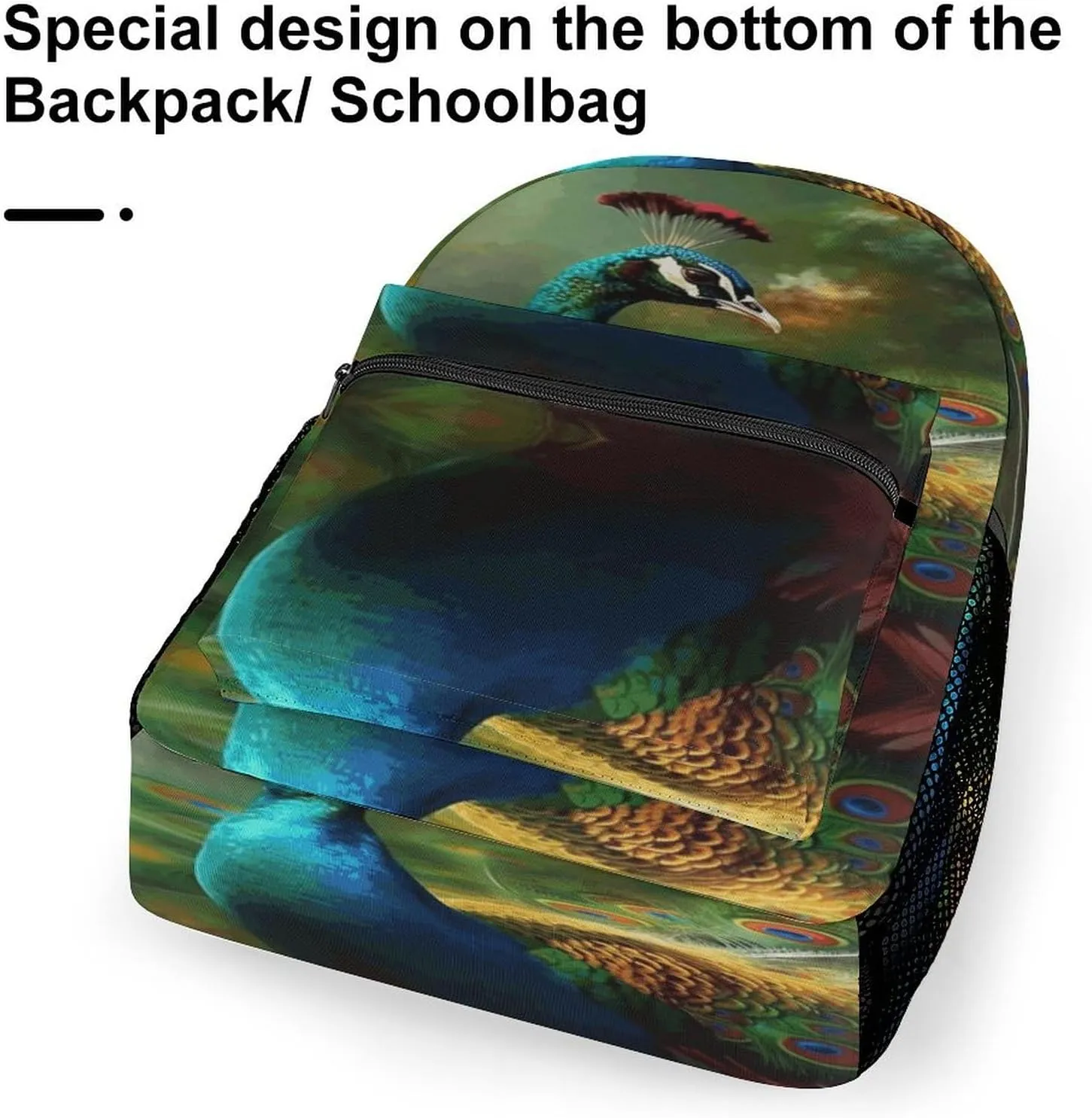 Small Backpacks Personalized Colorful Peacock Printing Travel Bag Lightweight Travel Backpack For Women Men
