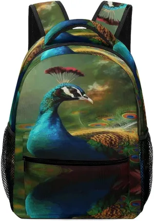 Small Backpacks Personalized Colorful Peacock Printing Travel Bag Lightweight Travel Backpack For Women Men