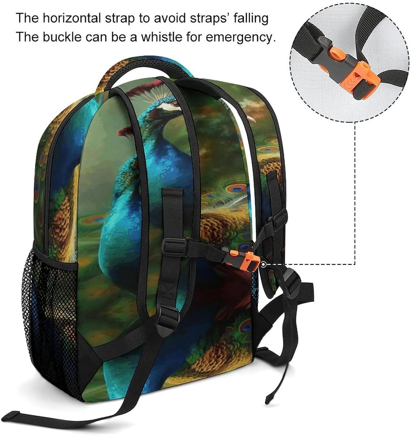 Small Backpacks Personalized Colorful Peacock Printing Travel Bag Lightweight Travel Backpack For Women Men