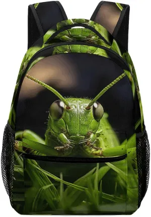 Small Backpacks Personalized Grasshopper on Grass Printing Travel Bag Lightweight Travel Backpack For Women Men
