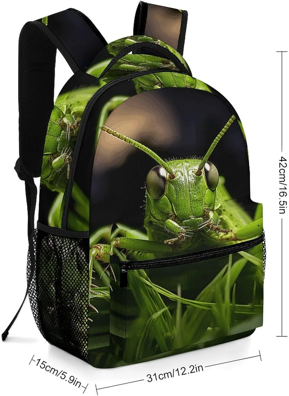 Small Backpacks Personalized Grasshopper on Grass Printing Travel Bag Lightweight Travel Backpack For Women Men