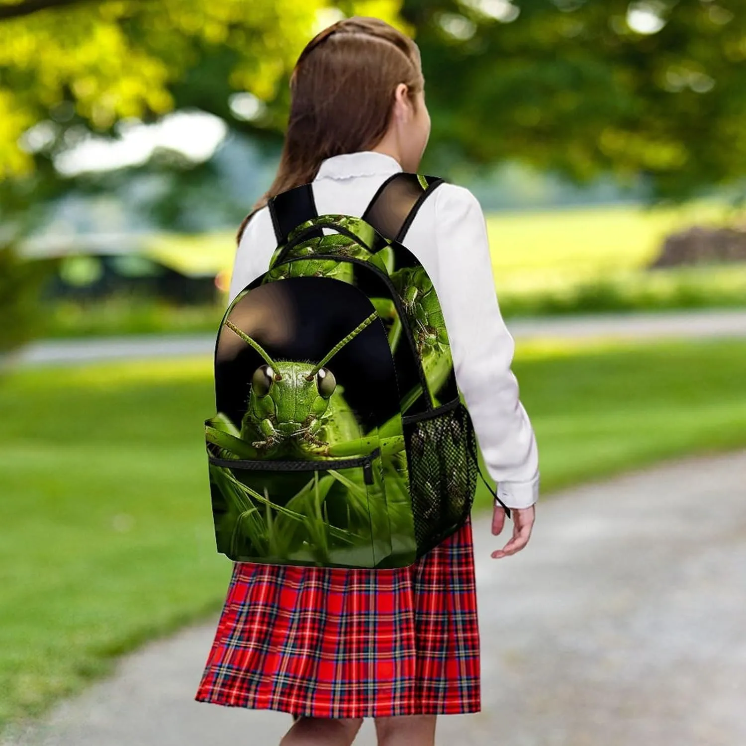 Small Backpacks Personalized Grasshopper on Grass Printing Travel Bag Lightweight Travel Backpack For Women Men