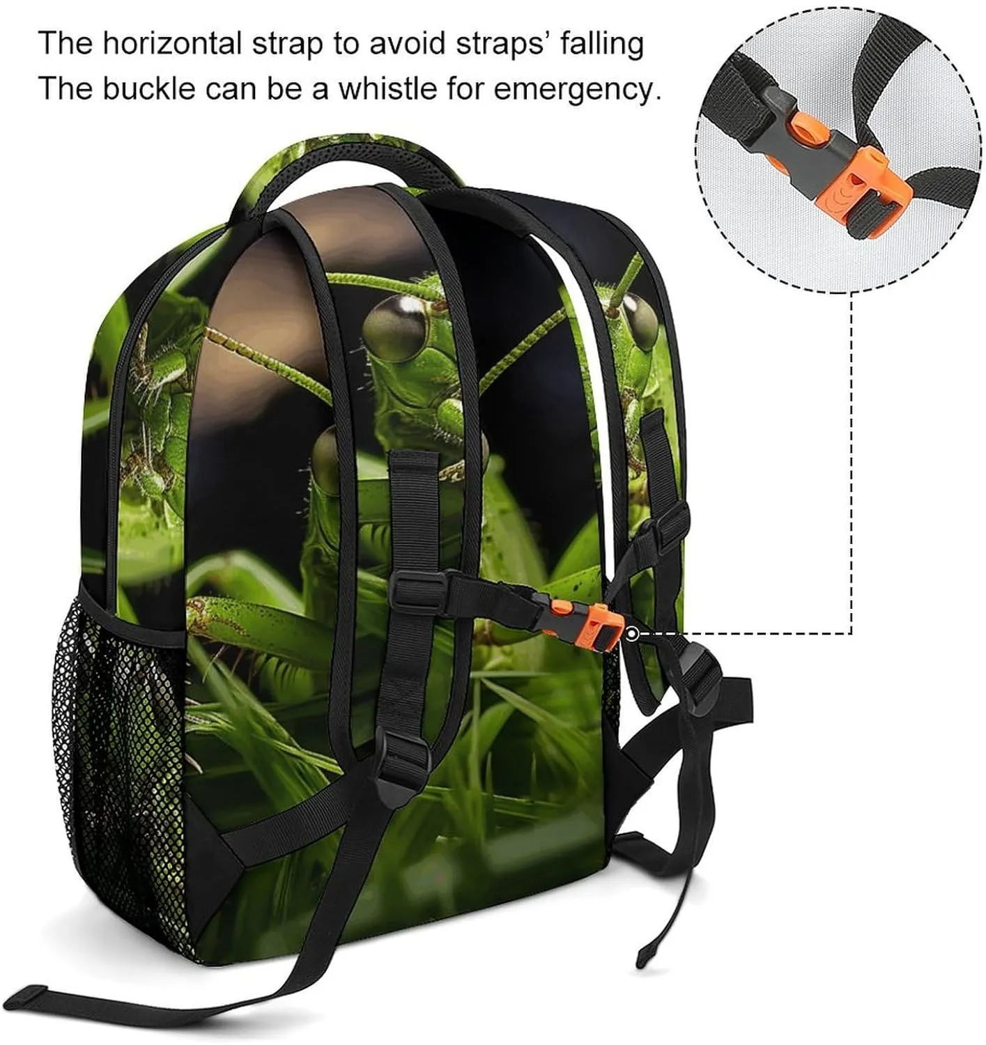 Small Backpacks Personalized Grasshopper on Grass Printing Travel Bag Lightweight Travel Backpack For Women Men