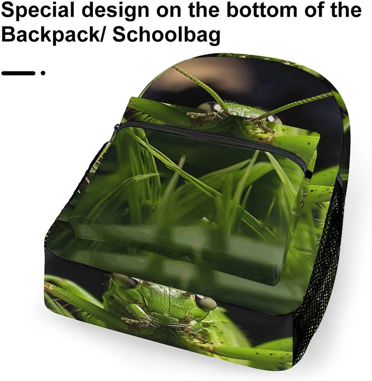 Small Backpacks Personalized Grasshopper on Grass Printing Travel Bag Lightweight Travel Backpack For Women Men