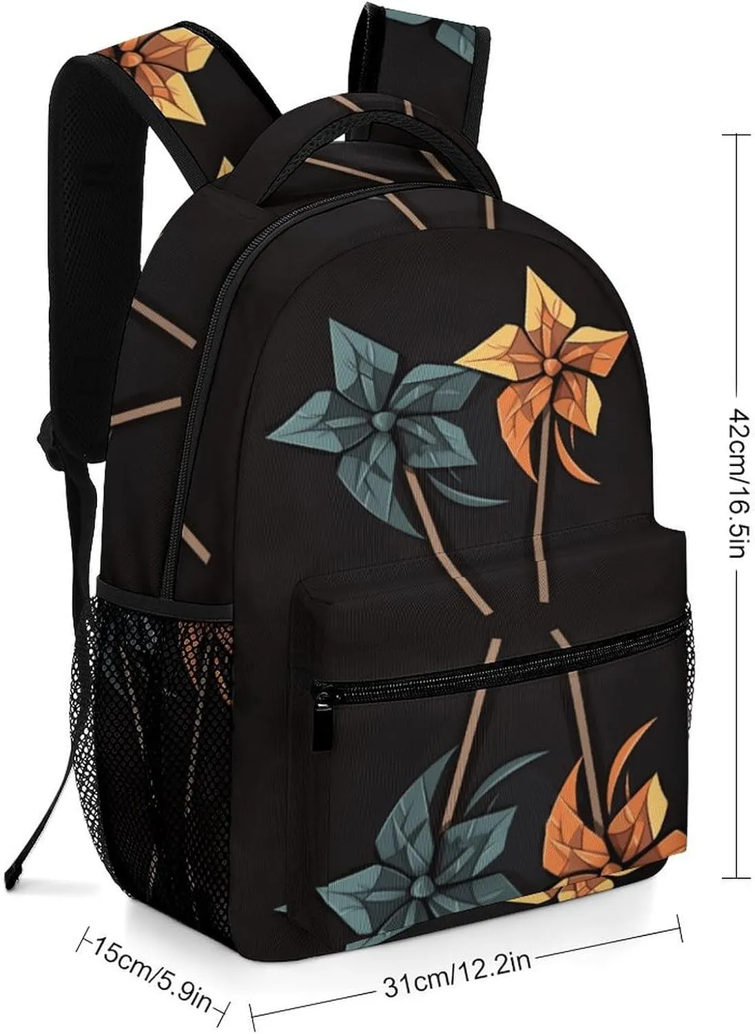 Small Backpacks Personalized Origami Windmill Printing Travel Bag Lightweight Travel Backpack For Women Men