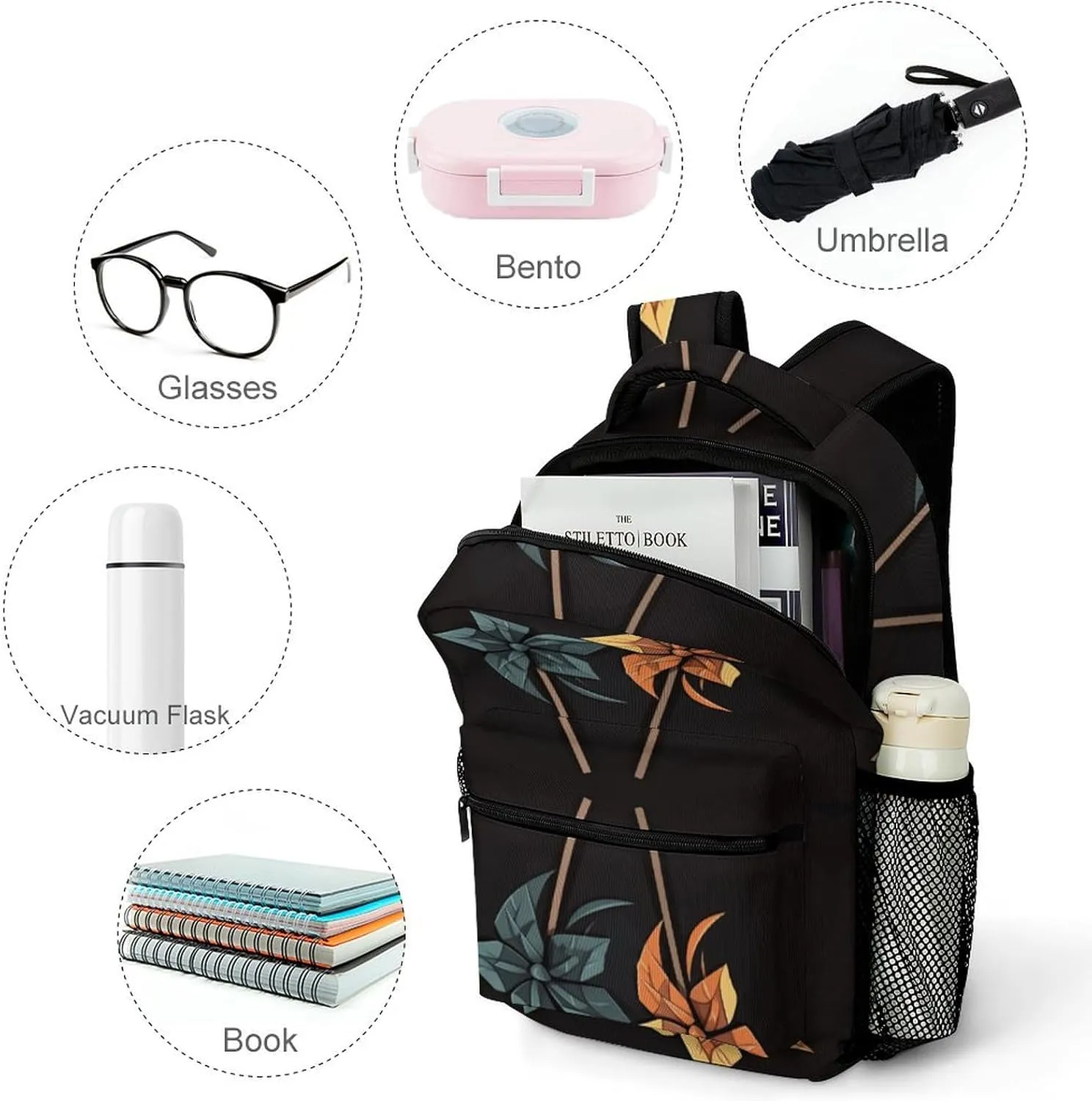 Small Backpacks Personalized Origami Windmill Printing Travel Bag Lightweight Travel Backpack For Women Men