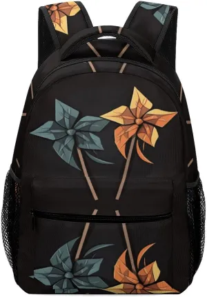 Small Backpacks Personalized Origami Windmill Printing Travel Bag Lightweight Travel Backpack For Women Men