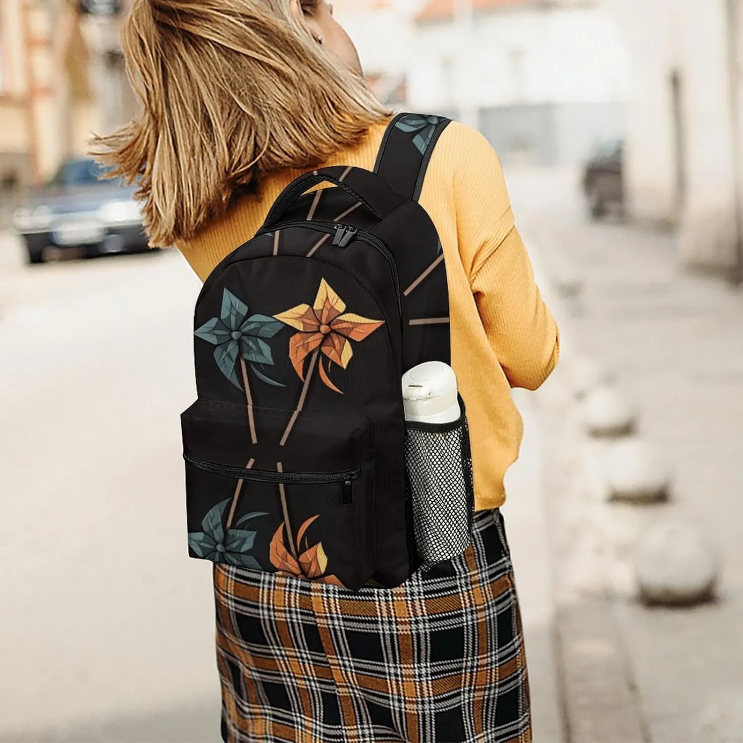 Small Backpacks Personalized Origami Windmill Printing Travel Bag Lightweight Travel Backpack For Women Men