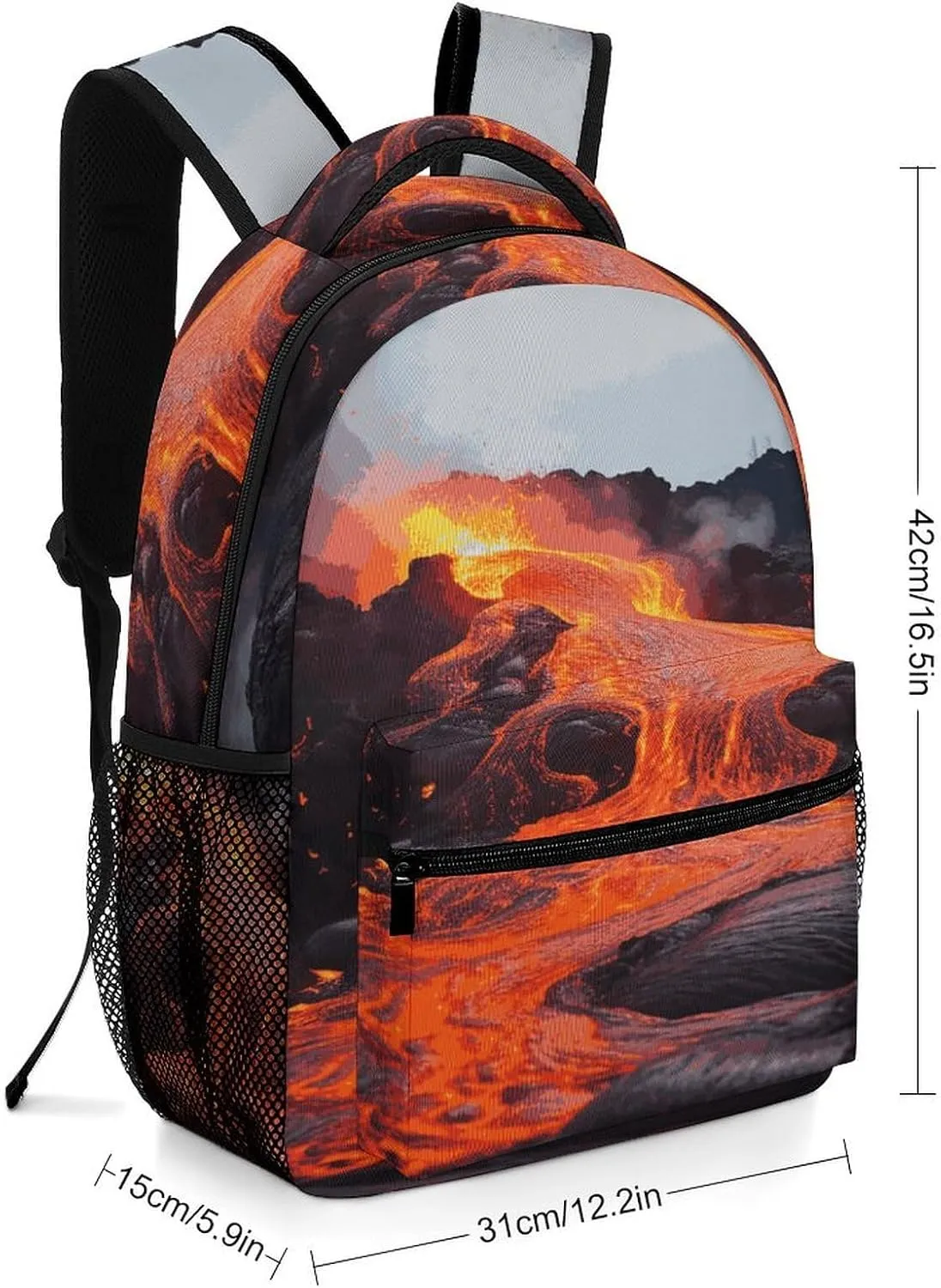 Small Backpacks Personalized Red Hot Lava from Printing Travel Bag Lightweight Travel Backpack For Women Men