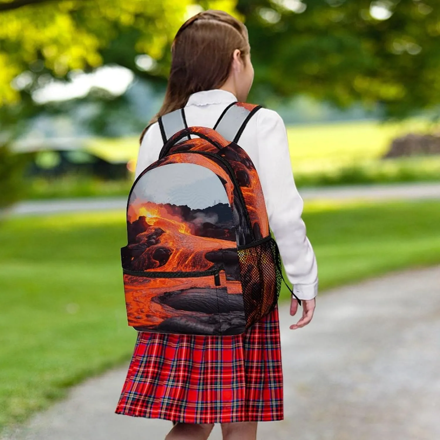 Small Backpacks Personalized Red Hot Lava from Printing Travel Bag Lightweight Travel Backpack For Women Men