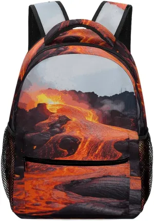 Small Backpacks Personalized Red Hot Lava from Printing Travel Bag Lightweight Travel Backpack For Women Men