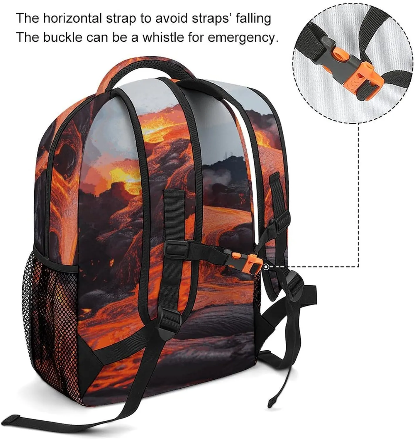 Small Backpacks Personalized Red Hot Lava from Printing Travel Bag Lightweight Travel Backpack For Women Men