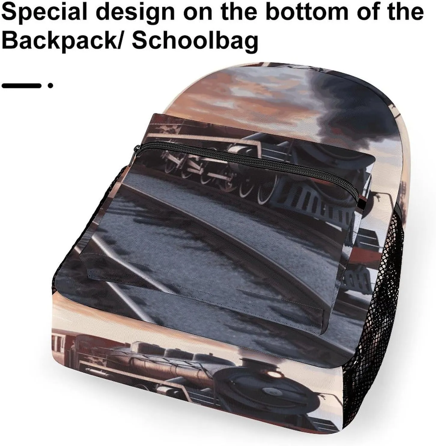 Small Backpacks Personalized Steam Train Depart Sunset Printing Travel Bag Lightweight Travel Backpack For Women Men