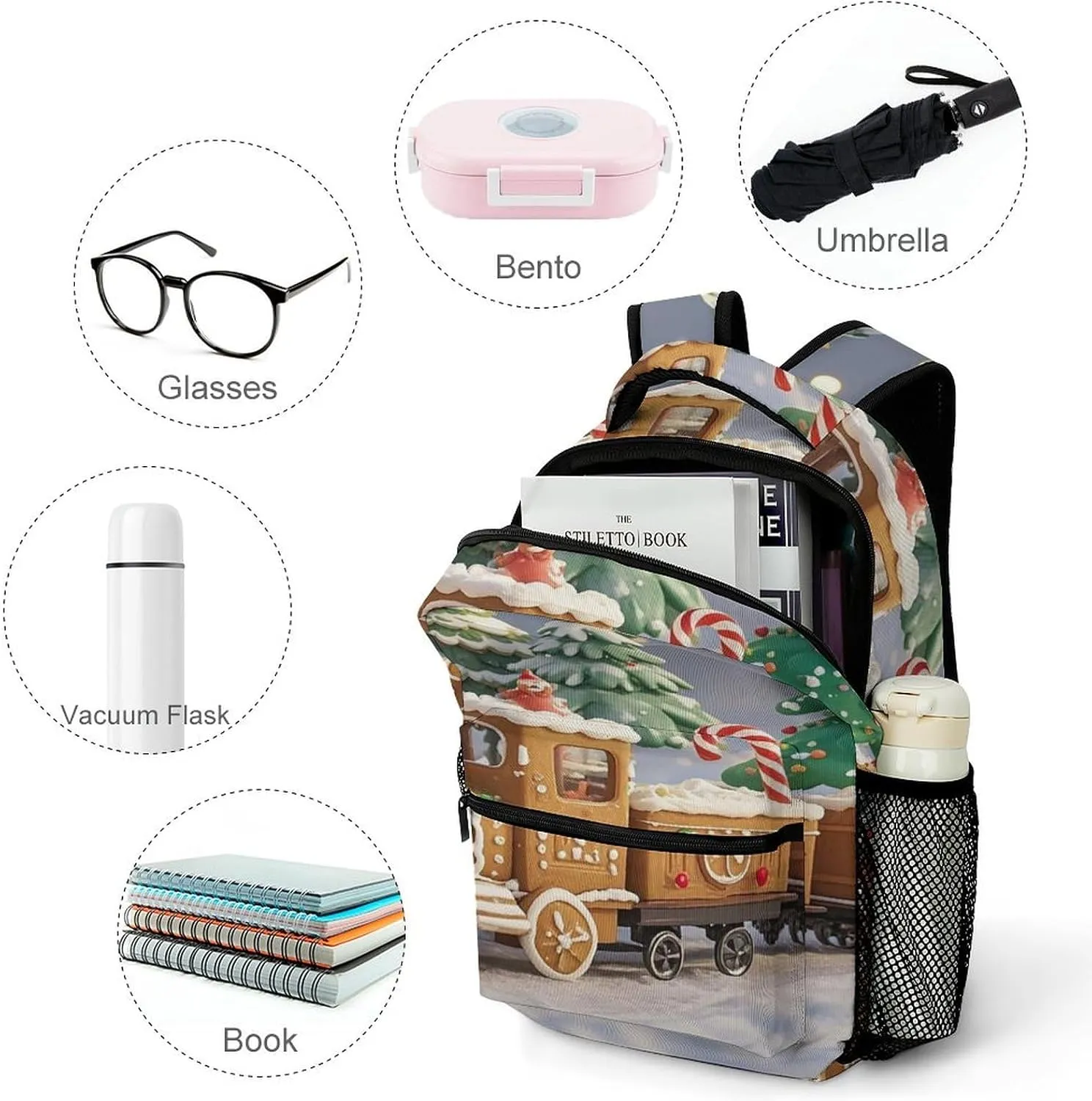 Small Backpacks Personalized Train Scale Model Printing Travel Bag Lightweight Travel Backpack For Women Men