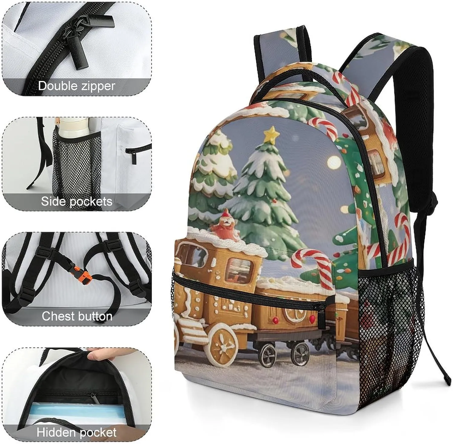 Small Backpacks Personalized Train Scale Model Printing Travel Bag Lightweight Travel Backpack For Women Men