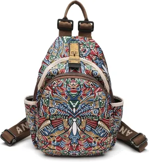 Small Backpacks Purse for Women Mini Waterproof Colorful Print Backpack Leisure Travel Bags…