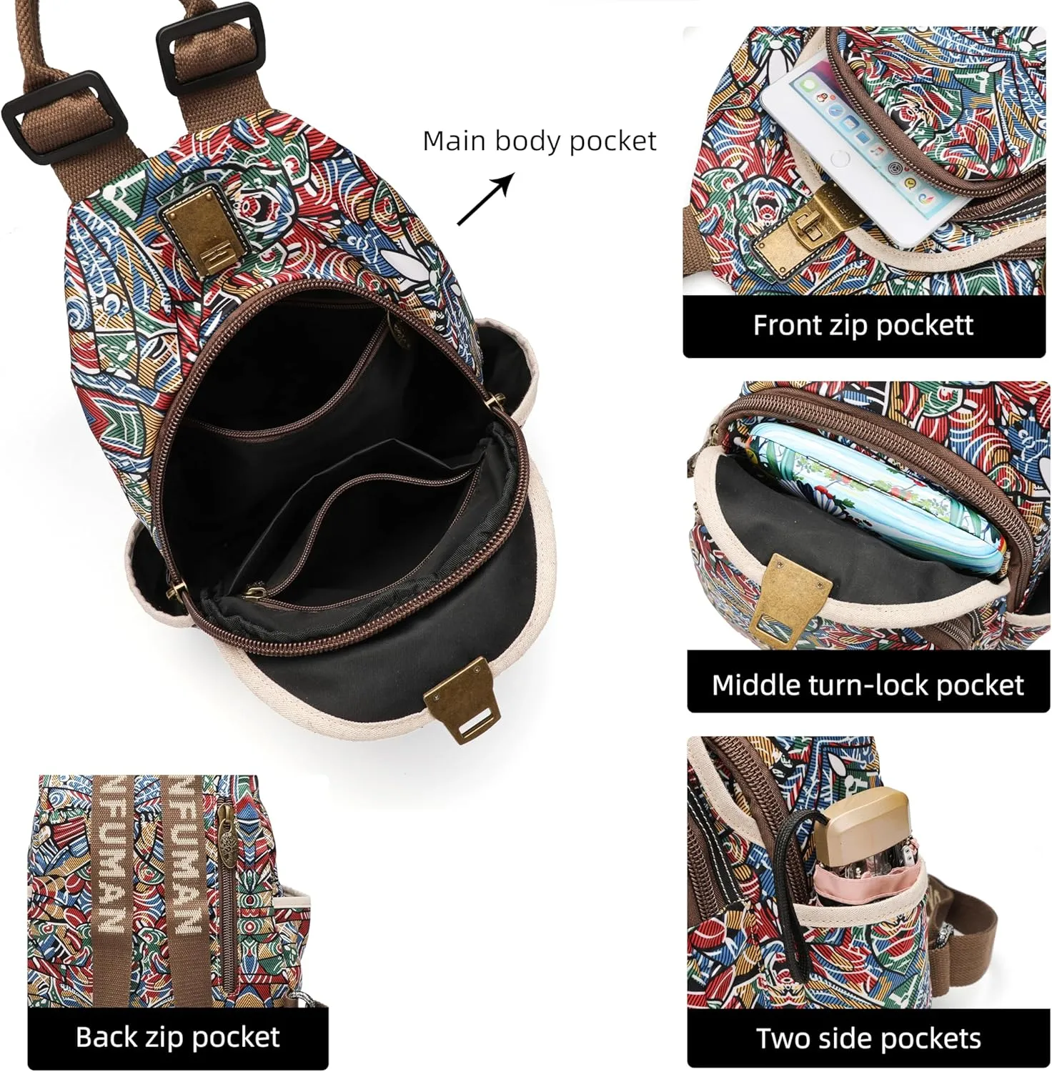 Small Backpacks Purse for Women Mini Waterproof Colorful Print Backpack Leisure Travel Bags…