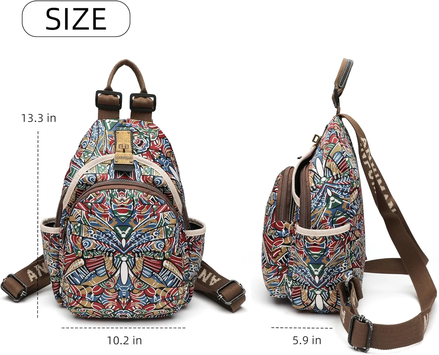 Small Backpacks Purse for Women Mini Waterproof Colorful Print Backpack Leisure Travel Bags…