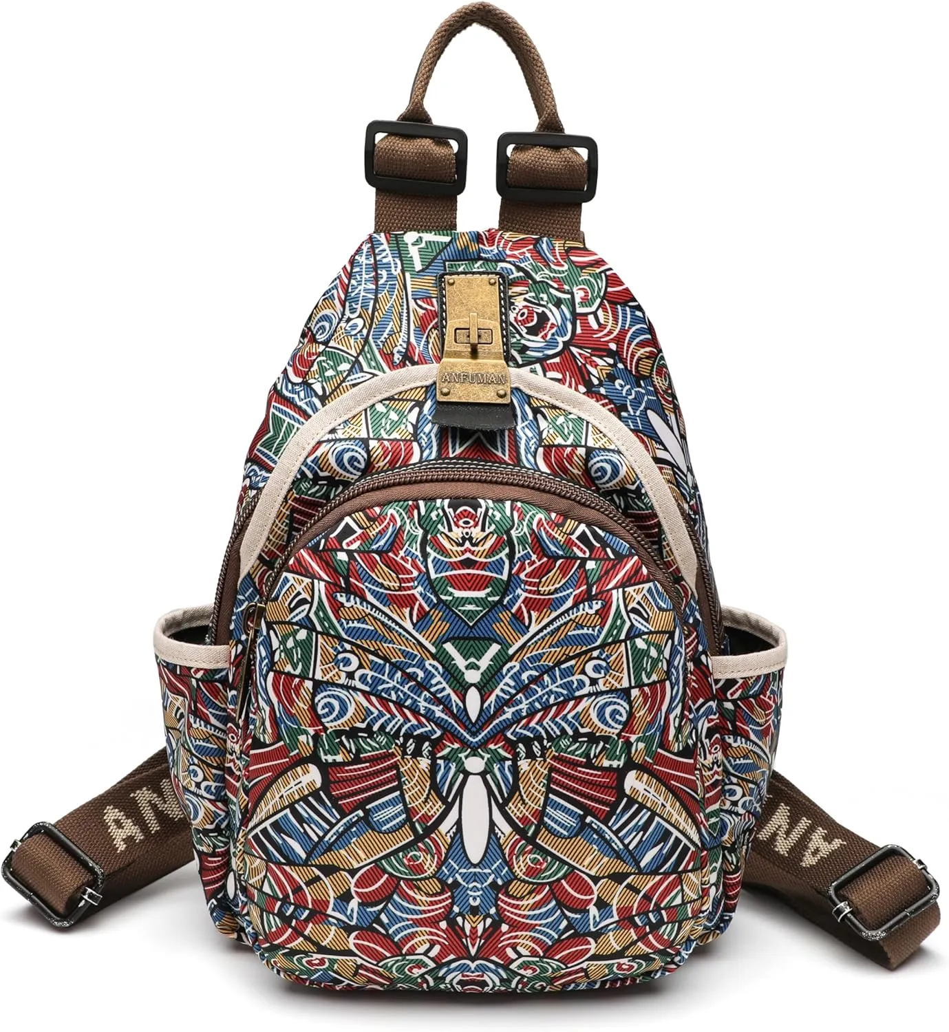 Small Backpacks Purse for Women Mini Waterproof Colorful Print Backpack Leisure Travel Bags…