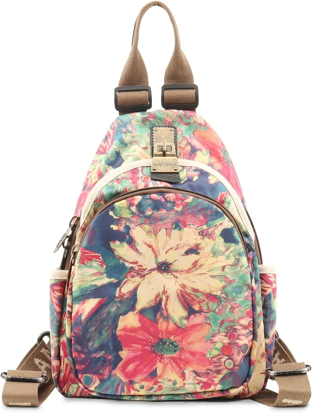 Small Backpacks Purse for Women Mini Waterproof Colorful Print Leisure Travel Bags (Draw)