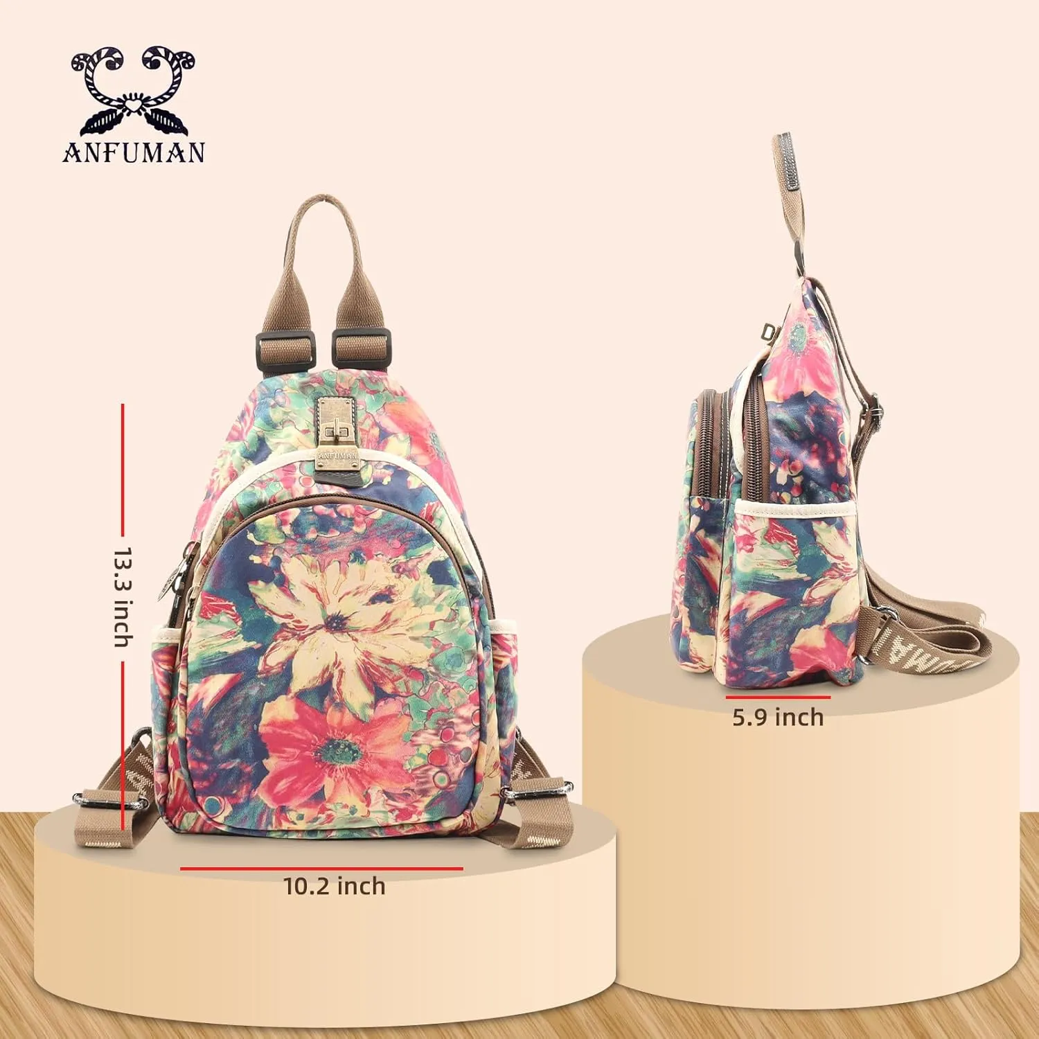 Small Backpacks Purse for Women Mini Waterproof Colorful Print Leisure Travel Bags (Draw)