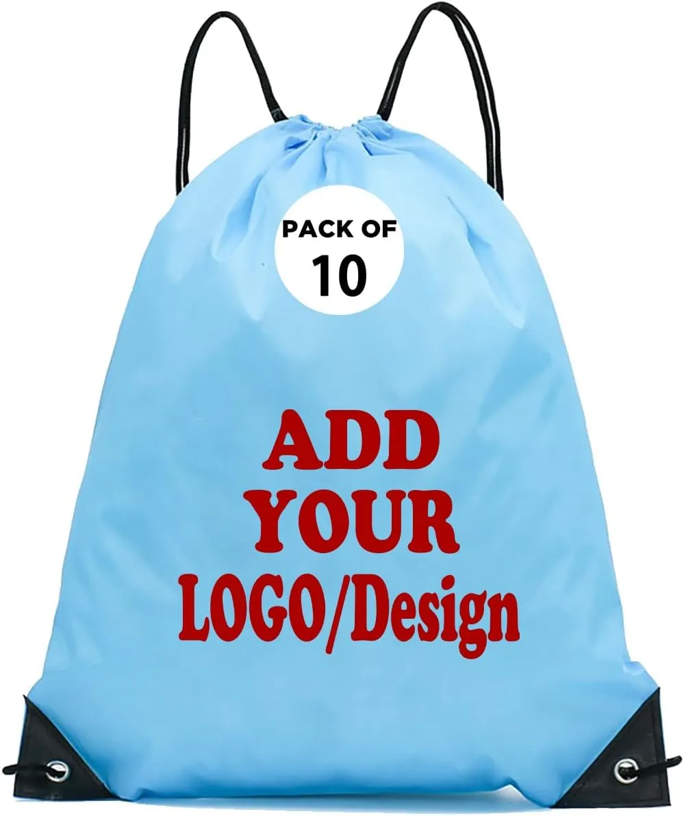 SMALL COLOR Custom Drawstring Backpacks With Logo Photo Name Personalized Football Bag Gifts Sport Cinch Gym Bag (10, Blue), ordinary